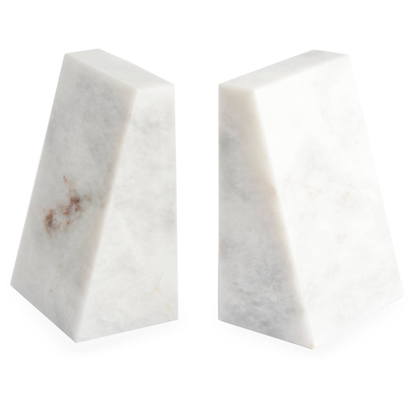 Marble Wedge Bookends: White Marble