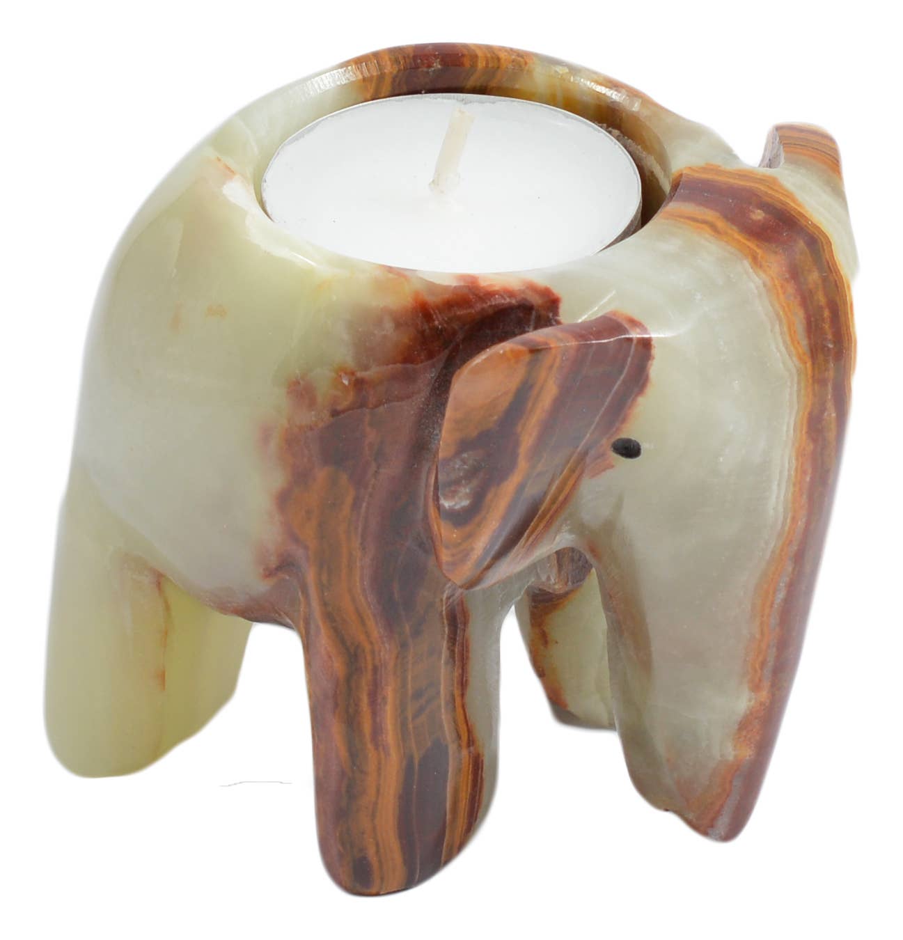 3" Marble Elephant Tea Light Holders: White Marble