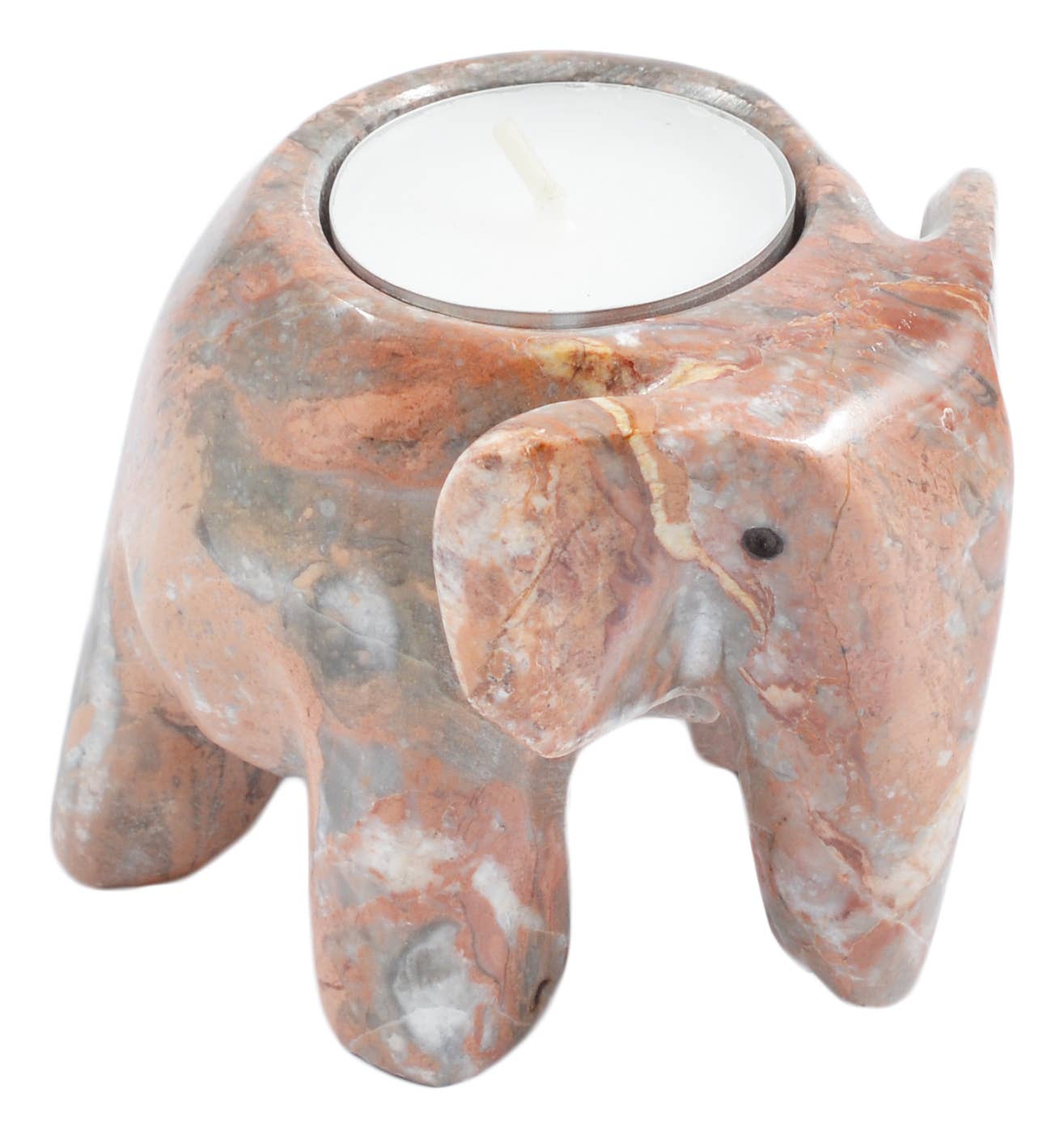 3" Marble Elephant Tea Light Holders: White Marble