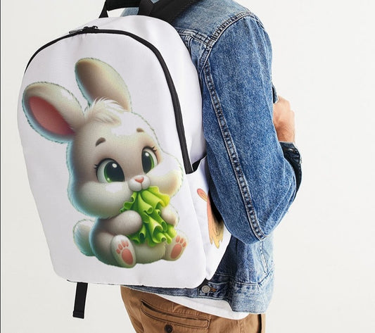 Cute bunny eating lettuce Large Backpack