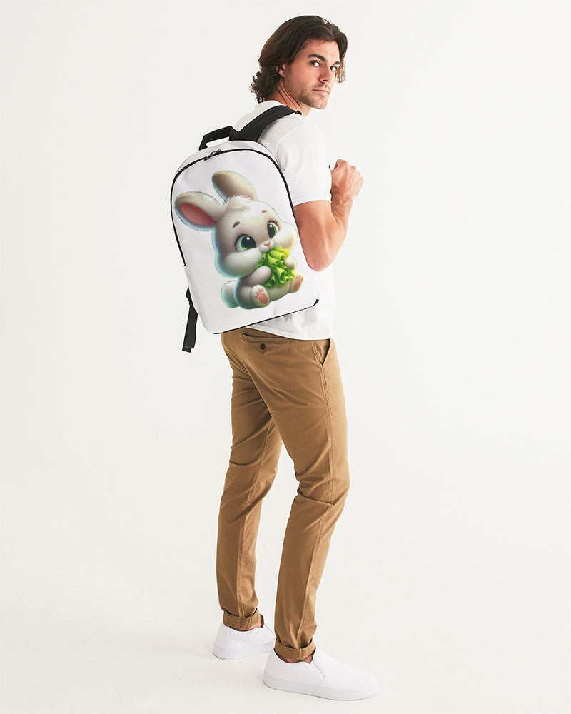 Cute bunny eating lettuce Large Backpack