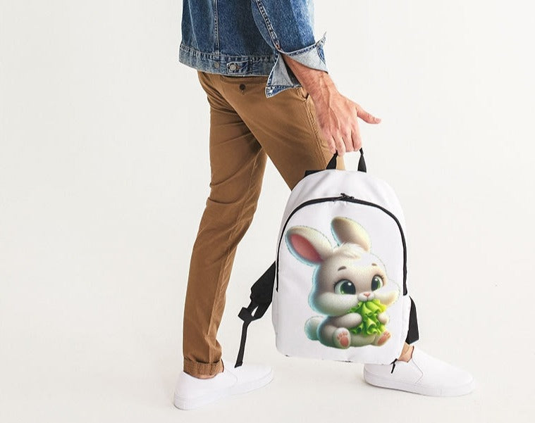 Cute bunny eating lettuce Large Backpack