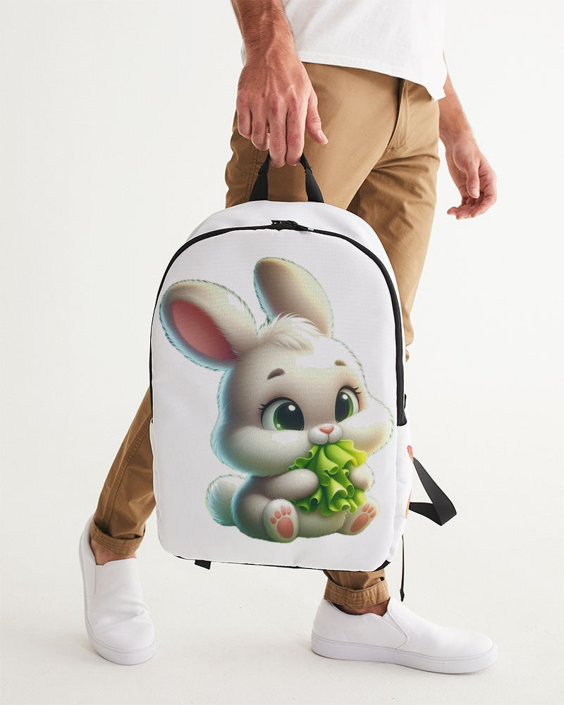 Cute bunny eating lettuce Large Backpack